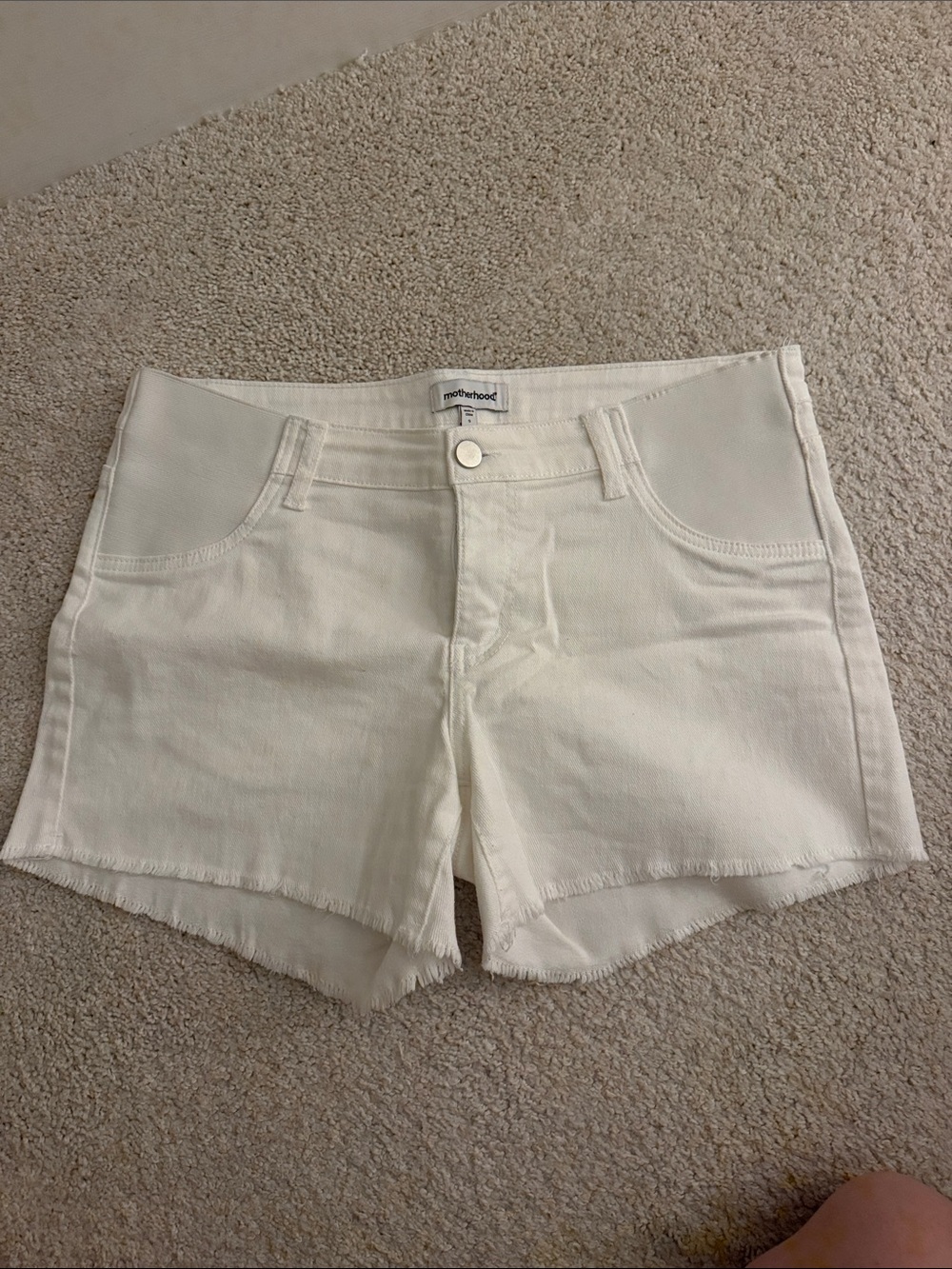 Motherhood Maternity white Denim Maternity Shorts